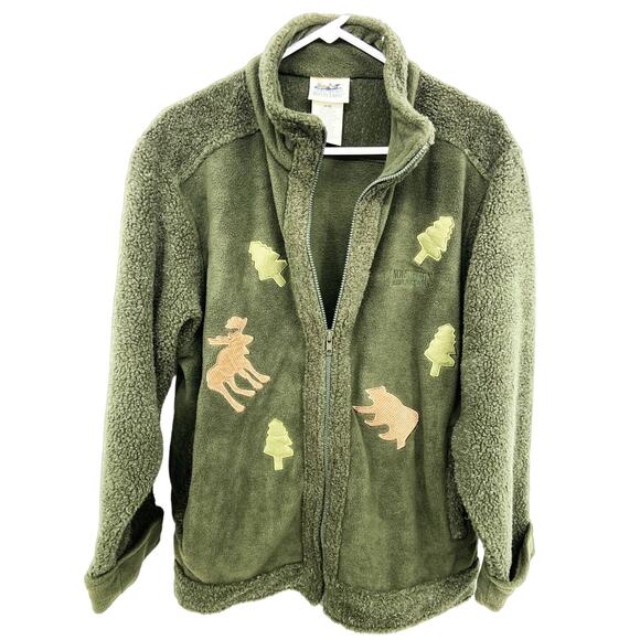 Northern Reflections Jackets & Blazers - Northern Reflections Moose Tree Green Fleece Jacket Full Zip Size M